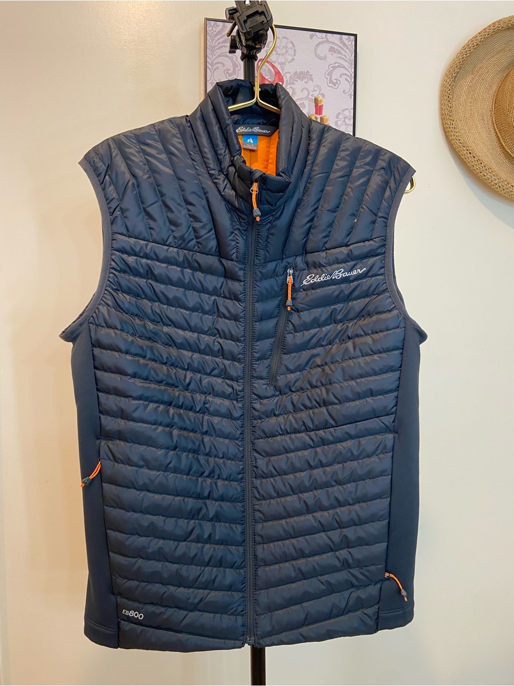 Eddie Bauer Goose Down   Men’s Navy Quilted Packable Vest